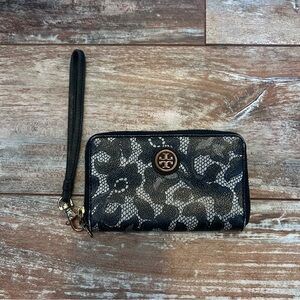 Black and Gray Tory Burch Wristlet Wallet